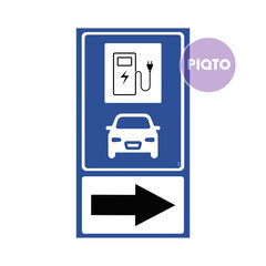 Parkeerplaats opladen - met pijl rechts