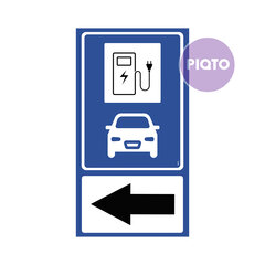Parkeerplaats opladen - met pijl links 